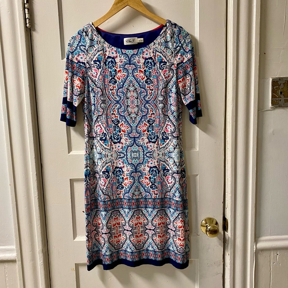Eliza J Shift Dress 3/4 Sleeve Crew Neck Size 4